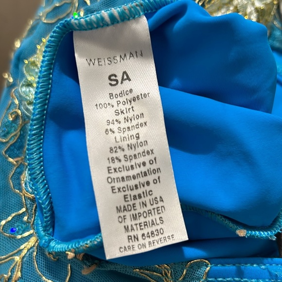Weissman Dance Costume Size: Small Adult Color: Teal Blue Aqua with Gold👯♀️ - Picture 5 of 7